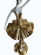 Elegant Golden Ballet Dancer Figurine Showpiece